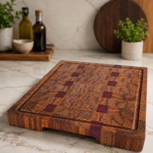 Teak & Purple Heart End Grain Cutting Board